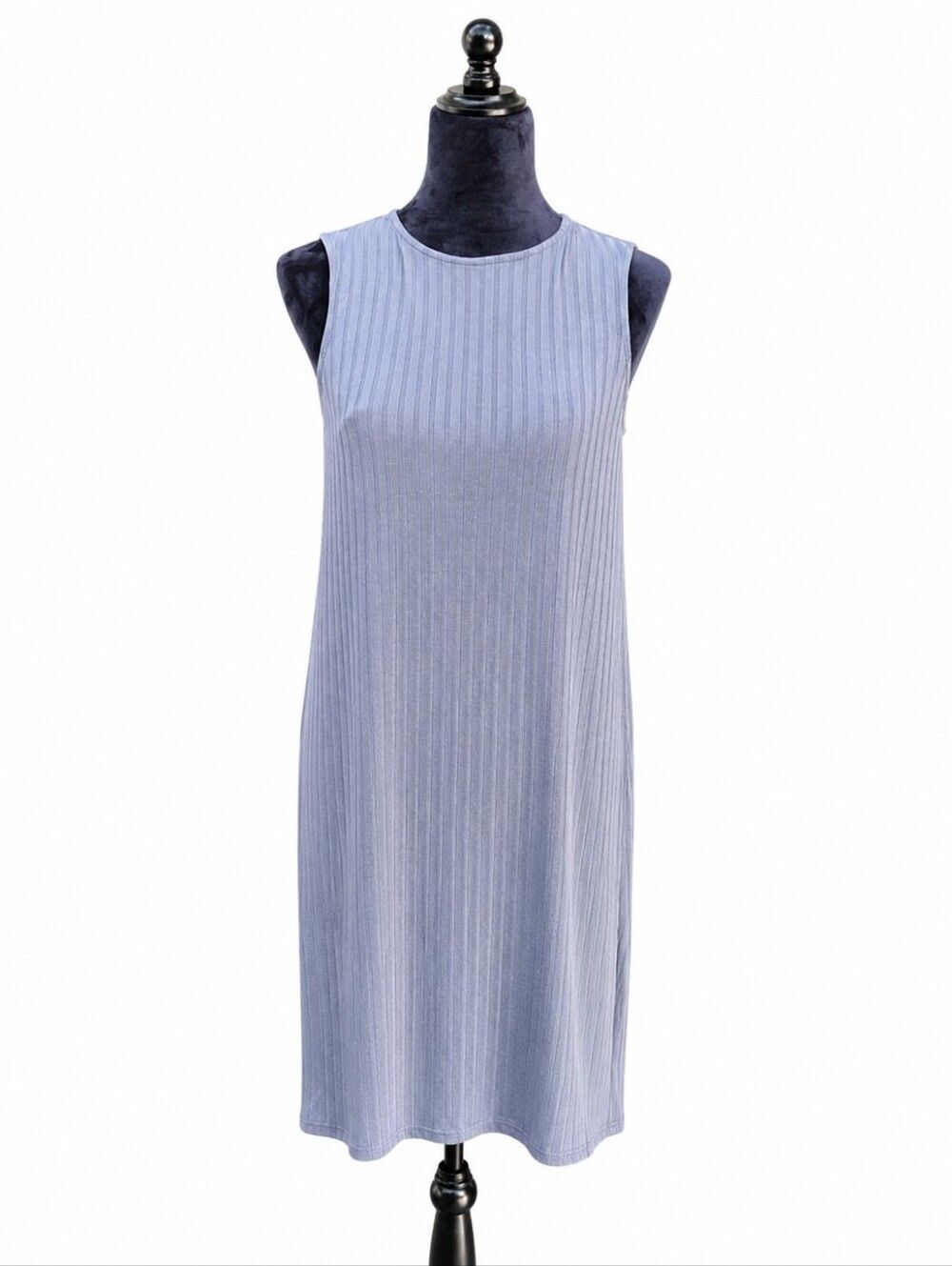 Apt 9 Light Gray Tank Dress Ribbed Knit Sleeveless Everyday Casual Dress Sz MED